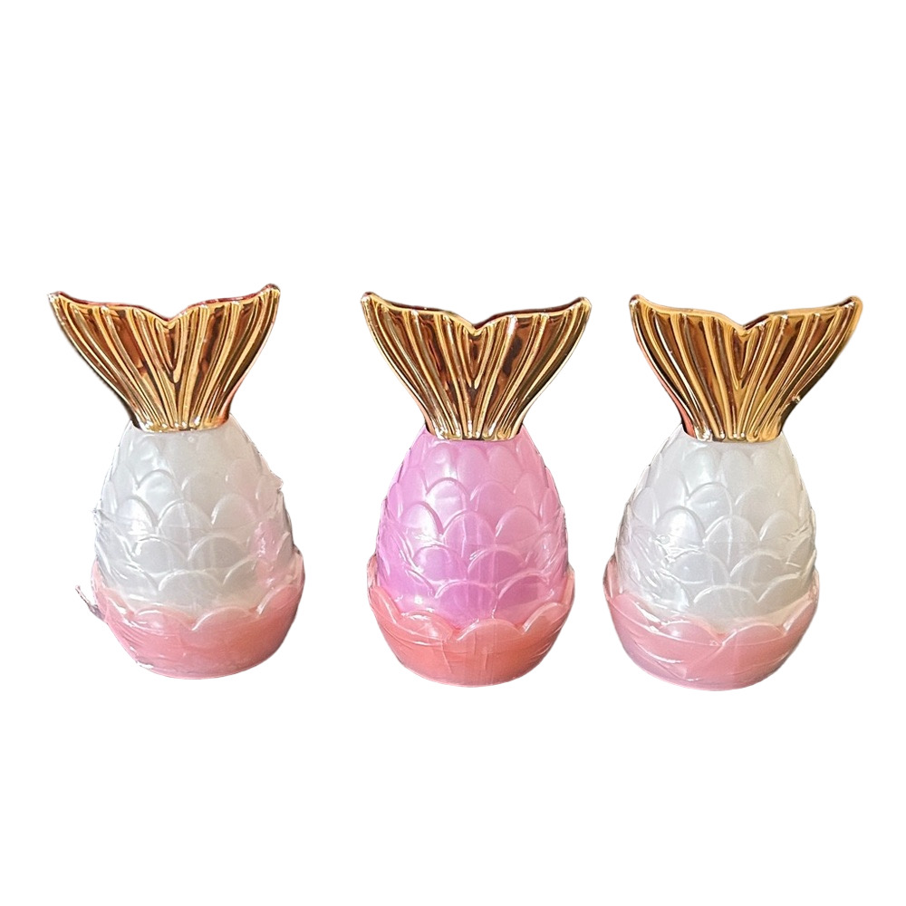 White and Pink Mermaid Lipglosses with Gold Tail - Set of 3 New Sealed